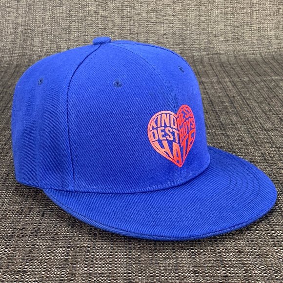 Kindness Destroys Hate Snapback Hat - cap blue positive message pride flat bill - Picture 2 of 6